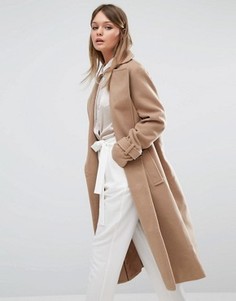 Строгое длинное пальто Fashion Union - Бежевый