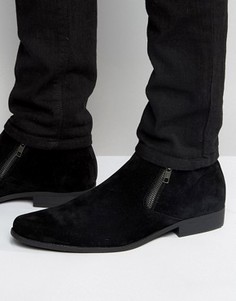 Черные ботинки челси из искусственной замши с молнией ASOS - Черный