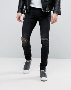 Узкие черные джинсы с выбеленной отделкой Cheap Monday - Черный