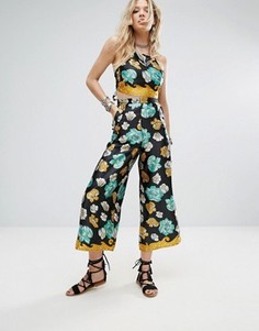 Укороченные брюки с цветочным принтом в стиле ретро Glamorous - Мульти