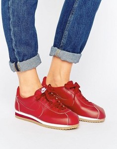 Красные кожаные кроссовки с каучуковой подошвой Nike Classic Cortez - Кремовый