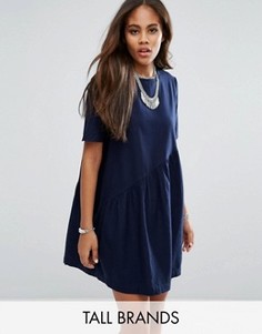 Короткое приталенное платье с асимметричным дизайном Noisy May Tall - Темно-синий