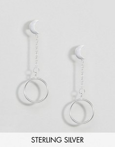 Серебряные серьги-подвески с кольцом и луной ASOS - Серебряный