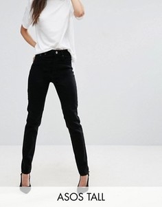 Черные джинсы слим в винтажном стиле с завышенной талией ASOS TALL FARLEIGH - Черный