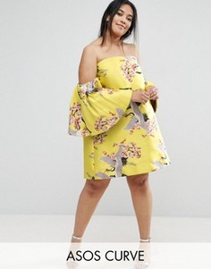 Жаккардовое платье мини с широкими оборками ASOS CURVE - Мульти