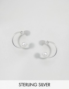 Серебряные серьги-кольца 14 мм с искусственным жемчугом ASOS - Серебряный