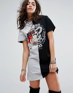 Платье-футболка с принтом PrettyLittleThing - Черный
