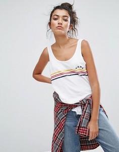 Белая майка в разноцветную полоску Vans - Белый