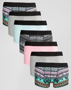 Набор из 7 трусов с ярким ацтекским принтом ASOS, СКИДКА - Мульти