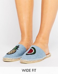 Эспадрильи-сабо для широкой стопы с нашивками ASOS JAMMING - Синий