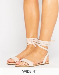 Сандалии для широкой стопы с завязками ASOS FIONA - Бежевый