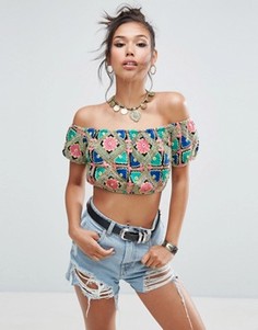 Кроп-топ с цветочной вышивкой ASOS Premium - Мульти