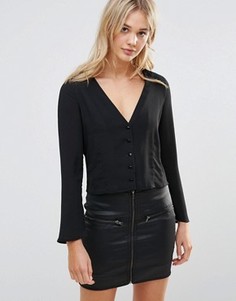 Блузка с расклешенными рукавами Neon Rose - Черный