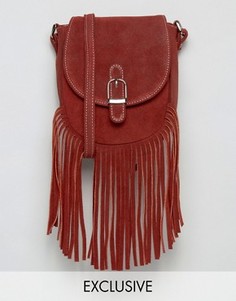 Замшевая сумка с бахромой Reclaimed Vintage - Красный