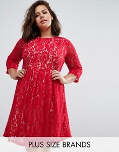 Кружевное приталенное платье Praslin Plus - Красный