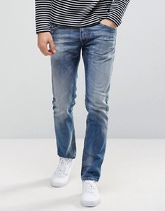 Узкие эластичные джинсы с потертостями Diesel 084DD - Синий