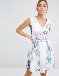 Цветочное приталенное платье Closet - Белый