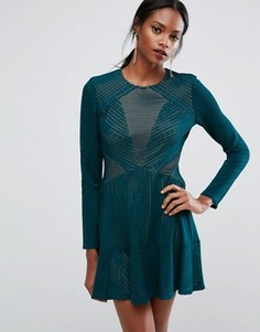 Платье мини со вставками BCBGMAXAZRIA - Зеленый
