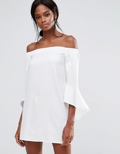 Цельнокройное платье мини с оборками на рукавах Missguided - Белый