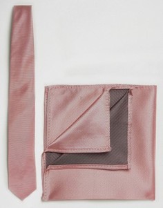 Галстук и платок-паше ASOS WEDDING - Розовый