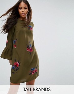 Цельнокройное платье с цветочным принтом Vero Moda Tall - Зеленый