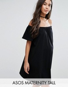 Платье мини с открытыми плечами ASOS Maternity TALL - Черный