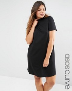 Платье-футболка с высокой горловиной ASOS CURVE - Черный