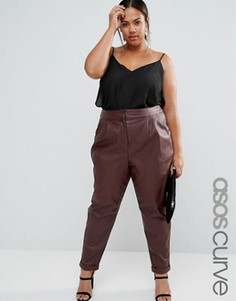 Брюки-галифе из искусственной кожи ASOS CURVE - Красный