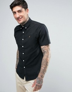 Черная приталенная оксфордская рубашка на пуговицах с короткими рукавами Farah Brewer - Черный