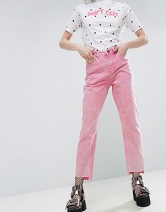Розовые джинсы в винтажном стиле с асимметричными краями ASOS ORIGINAL - Розовый