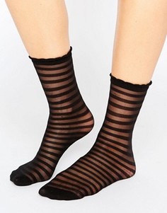 Сетчатые носки в полоску Monki - Черный