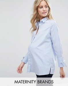 Рубашка в полоску с бантиками на манжетах New Look Maternity - Синий