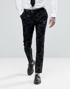 Супероблегающие брюки стретч с цветочной отделкой флок Noose & Monkey - Серый