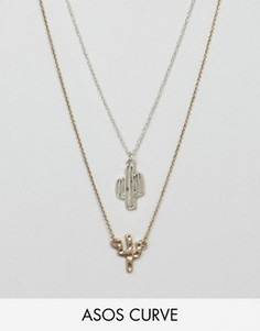 2 ожерелья с кактусами ASOS CURVE - Мульти