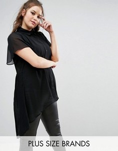 Блузка с короткими рукавами и плиссировкой на спине Lovedrobe - Черный