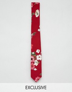 Узкий галстук с цветочным принтом Reclaimed Vintage - Красный