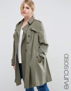 Приталенный макинтош ASOS CURVE - Зеленый