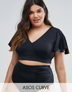 Бикини-топ с расклешенными рукавами ASOS CURVE - Черный