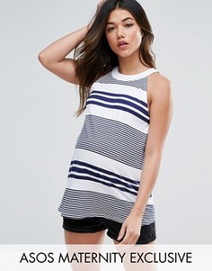 Майка в полоску с высоким воротом ASOS Maternity - Темно-синий