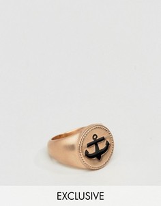 Кольцо-печатка цвета розового золота с якорем Simon Carter эксклюзивно для ASOS - Золотой