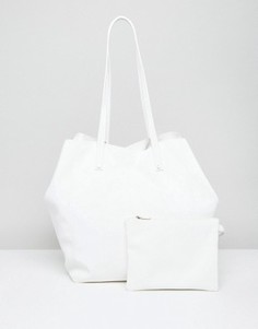 Мягкая сумка-шоппер со съемным клатчем ASOS - Белый