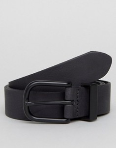 Узкий кожаный ремень в строгом стиле с черным покрытием на тренчике ASOS - Черный
