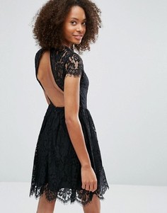 Кружевное платье с прозрачным топом Glamorous - Черный
