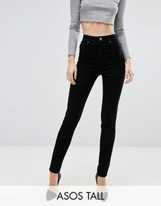 Черные джинсы слим в винтажном стиле с завышенной талией ASOS TALL FARLEIGH - Черный