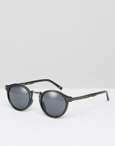 Черные круглые солнцезащитные очки с дужками цвета пушечной бронзы ASOS - Черный