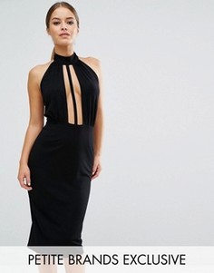 Облегающее платье с глубоким вырезом ASOS PETITE - Черный