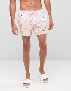 Короткие шорты для плавания с принтом фламинго ASOS - Розовый