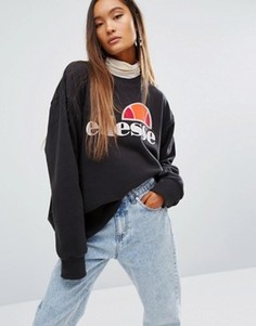 Свободный свитшот с логотипом Ellesse - Черный