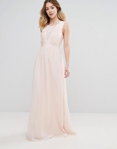 Платье макси с вышивкой из роз для подружки невесты Club L - Розовый