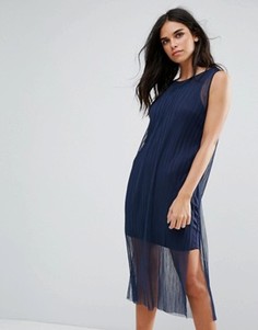 Платье с сетчатым верхним слоем Vero Moda - Темно-синий